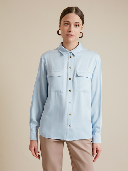 Блузка с накладными карманами 100% вискоза 0122103303-41 - фото 1