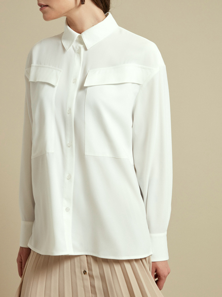Блузка с накладными карманами - фото 2