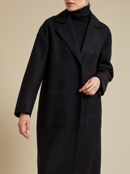 Пальто с поясом и накладными карманами - фото 3