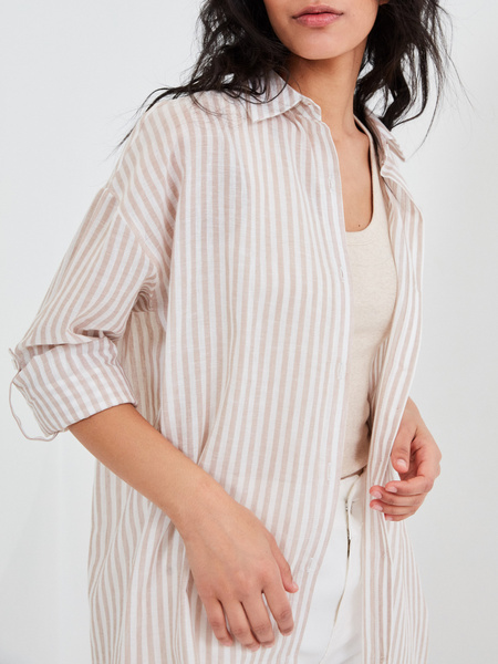 Удлиненная блузка из хлопка и льна - фото 3