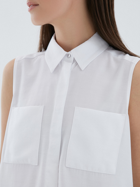 Блузка с накладными карманами - фото 2