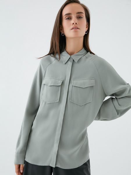 Блузка с накладными карманами - фото 5