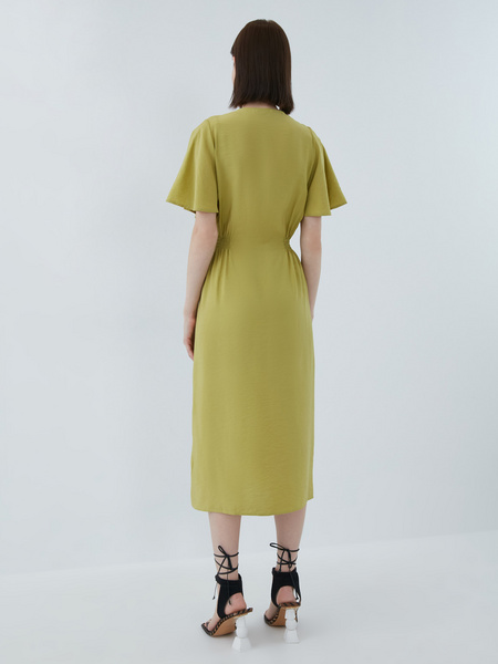 Cos green store satin dress