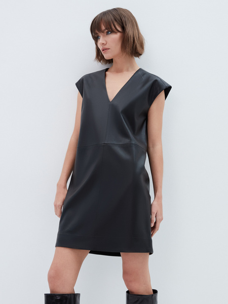 Платье из экокожи Zarina 1422219539-50, размер 2XS (RU 40), цвет черный Zarina Платье из экокожи, 1422219539 - фото 6