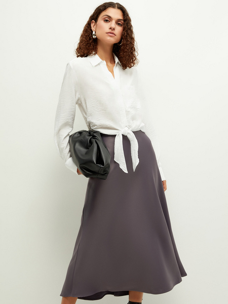 Атласная юбка Zarina 2163205205-37, размер XL (RU 50), цвет серый
