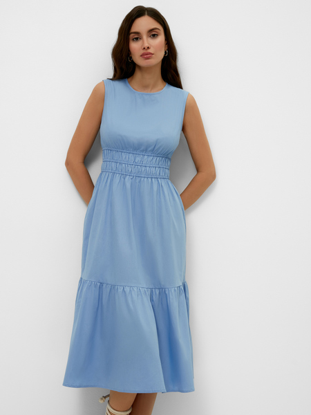 Платье с воланом Zarina голубого цвета