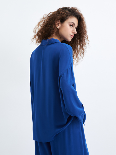 Блузка из вискозы Zarina 3226210310-40, размер S (RU 44), цвет синий Zarina Блузка из вискозы, 3226210310 - фото 6