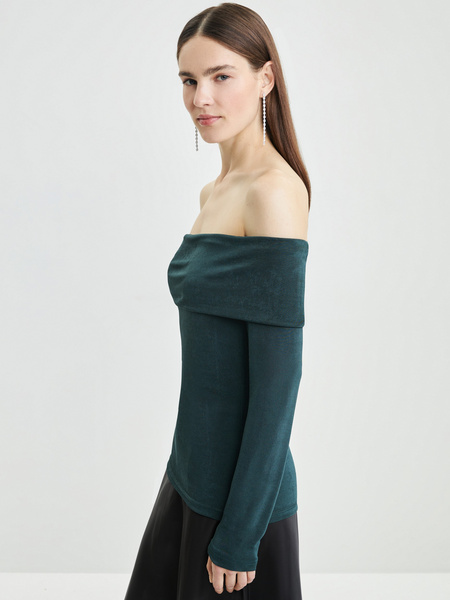 Блузка с отрытыми плечами Zarina 3422509409-17, размер L (RU 48), цвет темно-зеленый Блузка с отрытыми плечами, 3422509409 - фото 4