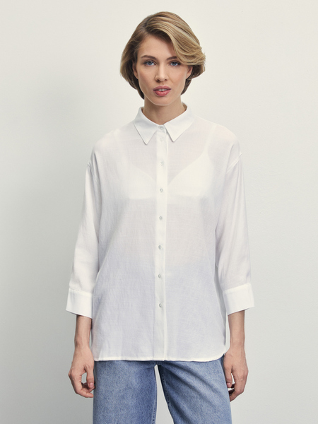 Блузка с рукавом 3/4 Zarina 4224100300-1, размер L (RU 48), цвет белый Блузка с рукавом 3/4, 4224100300 - фото 3