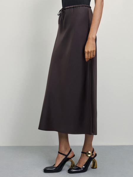 Атласная юбка Zarina 4224217217-27, размер XS (RU 42), цвет тёмно-коричневый Атласная юбка, 4224217217 - фото 3