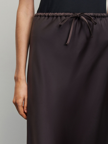 Атласная юбка Zarina 4224217217-27, размер XS (RU 42), цвет тёмно-коричневый Атласная юбка, 4224217217 - фото 5