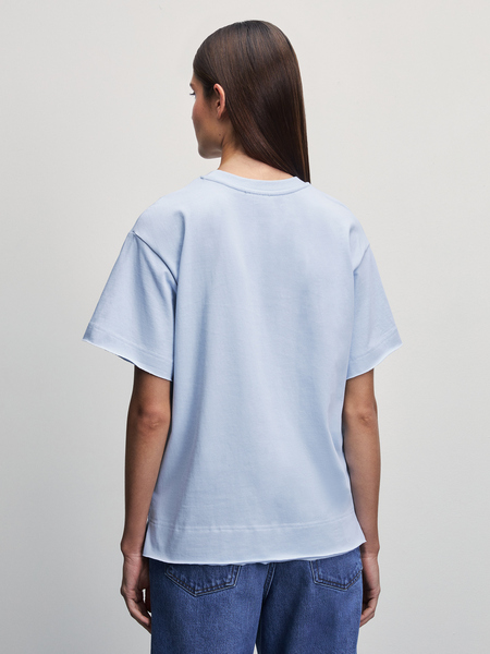 Свободная футболка с карманом Zarina 4224584474-41, размер M (RU 46), цвет голубой Свободная футболка с карманом, 4224584474 - фото 5