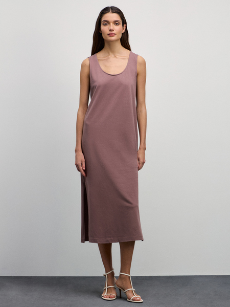 Платье миди из хлопка Zarina 4225045535-20, размер M (RU 46), цвет коричневый Платье миди из хлопка, 4225045535 - фото 3