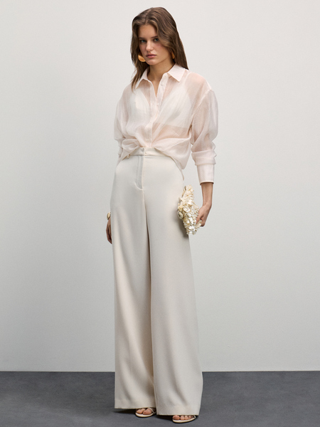 Прозрачная блузка с длинным рукавом Zarina 4225140340-1, размер XS (RU 42), цвет белый Прозрачная блузка с длинным рукавом, 4225140340 - фото 2