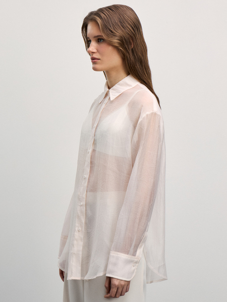 Прозрачная блузка с длинным рукавом Zarina 4225140340-1, размер XS (RU 42), цвет белый Прозрачная блузка с длинным рукавом, 4225140340 - фото 4