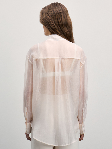Прозрачная блузка с длинным рукавом Zarina 4225140340-1, размер XS (RU 42), цвет белый Прозрачная блузка с длинным рукавом, 4225140340 - фото 5