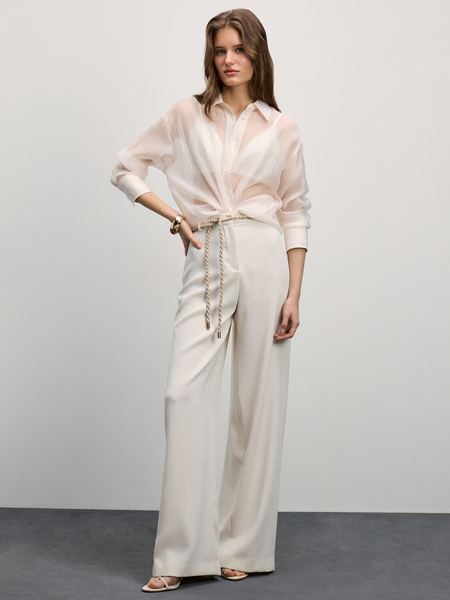 Прозрачная блузка с длинным рукавом Zarina 4225140340-1, размер XS (RU 42), цвет белый Прозрачная блузка с длинным рукавом, 4225140340 - фото 8