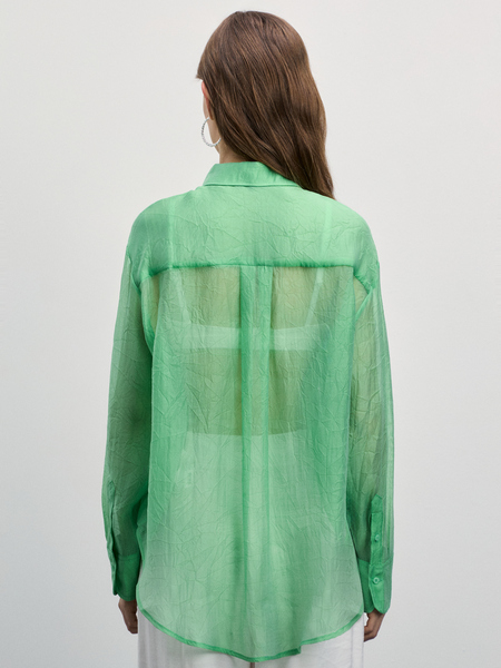 Прозрачная блузка с длинным рукавом Zarina 4225140381-11, размер XS (RU 42), цвет светло-зеленый Прозрачная блузка с длинным рукавом, 4225140381 - фото 5