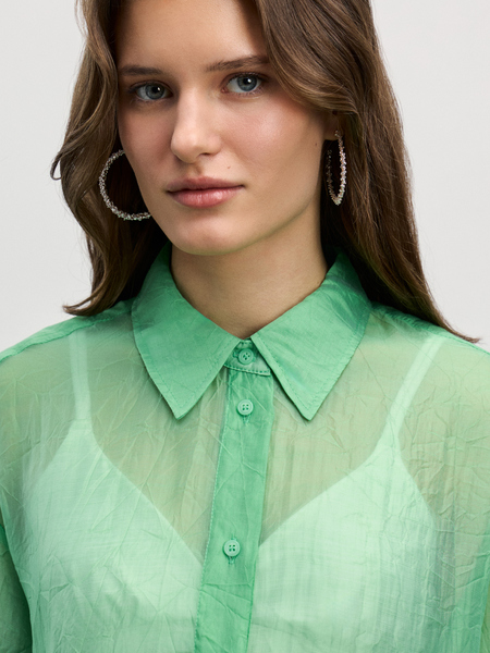 Прозрачная блузка с длинным рукавом Zarina 4225140381-11, размер XS (RU 42), цвет светло-зеленый Прозрачная блузка с длинным рукавом, 4225140381 - фото 6