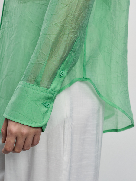 Прозрачная блузка с длинным рукавом Zarina 4225140381-11, размер XS (RU 42), цвет светло-зеленый Прозрачная блузка с длинным рукавом, 4225140381 - фото 7