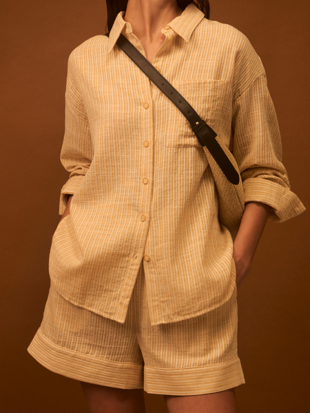 Рубашка из хлопка с длинным рукавом Zarina 4225141361-215, размер XL (RU 50), цвет желтый графика мелкая Рубашка из хлопка с длинным рукавом, 4225141361 - фото 2