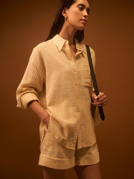 Рубашка из хлопка с длинным рукавом Zarina 4225141361-215, размер XL (RU 50), цвет желтый графика мелкая Рубашка из хлопка с длинным рукавом, 4225141361 - фото 3