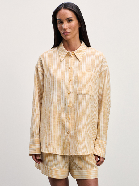 Рубашка из хлопка с длинным рукавом Zarina 4225141361-215, размер XL (RU 50), цвет желтый графика мелкая Рубашка из хлопка с длинным рукавом, 4225141361 - фото 4