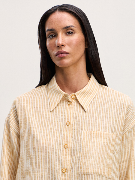 Рубашка из хлопка с длинным рукавом Zarina 4225141361-215, размер XL (RU 50), цвет желтый графика мелкая Рубашка из хлопка с длинным рукавом, 4225141361 - фото 7