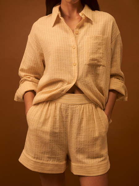 Широкие шорты из хлопка Zarina 4225141701-215, размер S (RU 44), цвет желтый графика мелкая