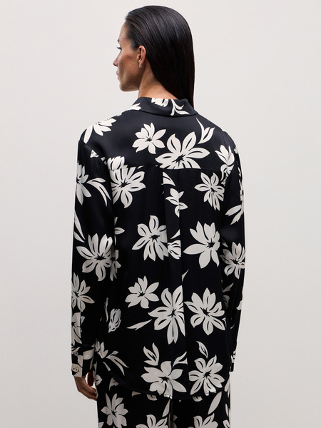 Рубашка из вискозы с длинным рукавом Zarina 4225160362-227, размер S (RU 44), цвет черный цветы крупные Рубашка из вискозы с длинным рукавом, 4225160362 - фото 7