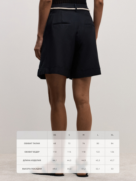 Широкие шорты с поясом Zarina 4225313713-50, размер XS (RU 42), цвет черный Широкие шорты с поясом, 4225313713 - фото 10