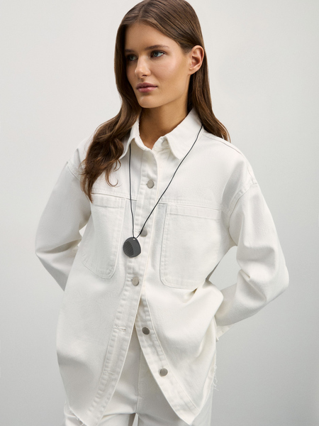Джинсовая рубашка Zarina 4225450650-1, размер 2XS (RU 40), цвет белый