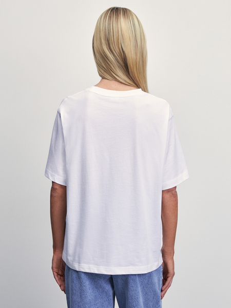 Хлопковая футболка оверсайз с принтом Zarina 4225582482-1, размер XS (RU 42), цвет белый Хлопковая футболка оверсайз с принтом, 4225582482 - фото 5