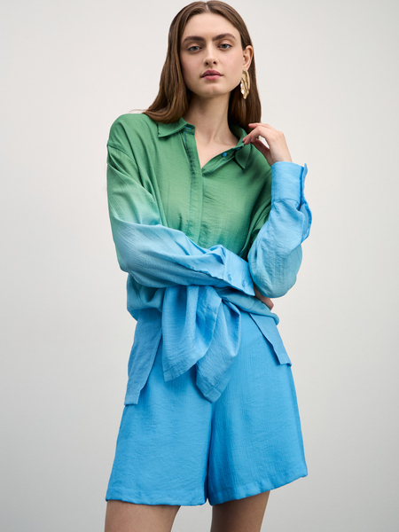 шорты женские Zarina 4226150750-252, размер L (RU 48), цвет голубой абстракция шорты женские, 4226150750 - фото 2