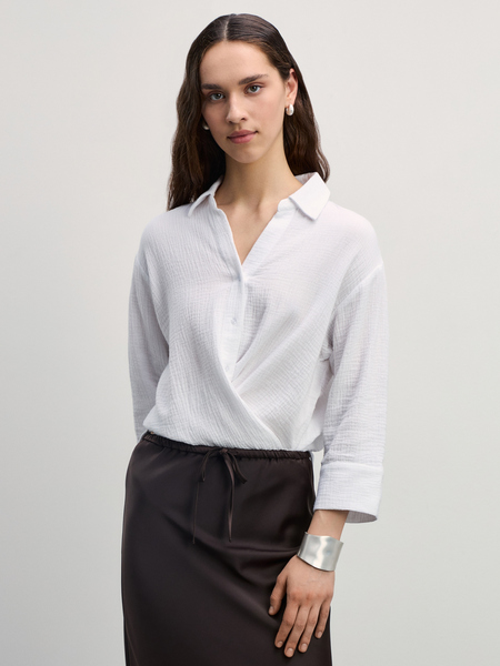 Рубашка из хлопка Zarina 4226200301-1, размер XL (RU 50), цвет белый