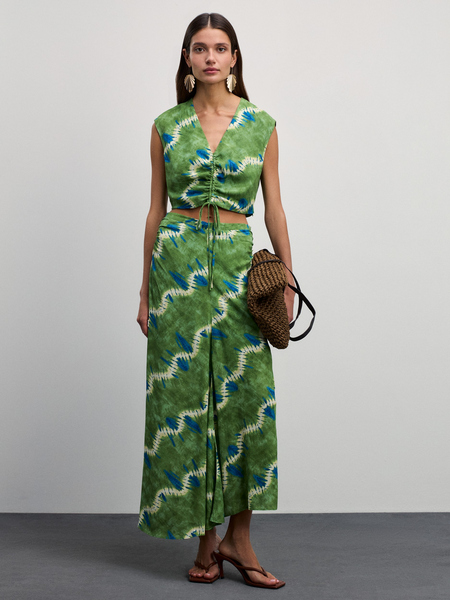 юбка женская Zarina 4226260260-216, размер XS (RU 42), цвет зеленый графика крупная