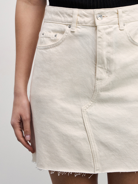 Джинсовая юбка мини Zarina 4226455255-60, размер 2XS (RU 40), цвет молочный Джинсовая юбка мини, 4226455255 - фото 6