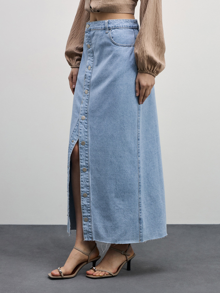 Джинсовая юбка с асимметричной планкой 4226475275-101 - фото 4