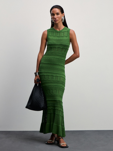 Вязаное платье Zarina 4226620540-12, размер M (RU 46), цвет зеленый