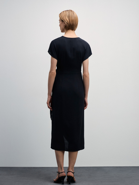 Платье на запах с узлом Zarina 4327004504-50, размер 2XS (RU 40), цвет черный Платье на запах с узлом, 4327004504 - фото 3