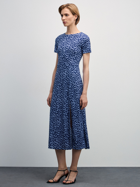 Платье миди с разрезом Zarina 4327010510-204, размер XL (RU 50), цвет синий цветы мелкие Платье миди с разрезом, 4327010510 - фото 2