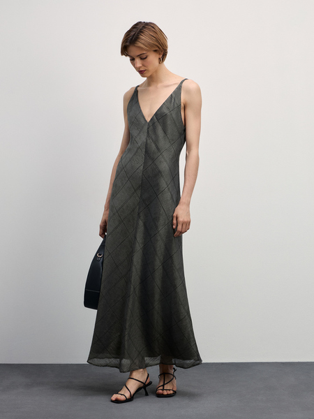 Платье миди изо льна с завязками 4327050550-216 - купить в интернет-магазине «ZARINA»