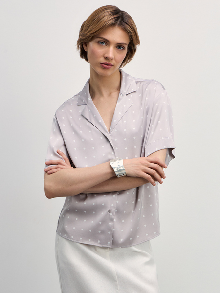 Атласная блузка с короткими рукавами 4327100302-238 - фото 1