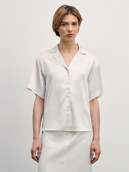 Атласная блузка с короткими рукавами 4327100302-61 - фото 3