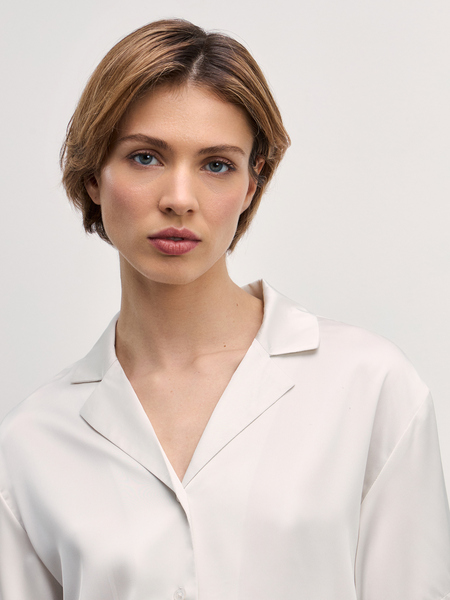 Атласная блузка с короткими рукавами 4327100302-61 - фото 6