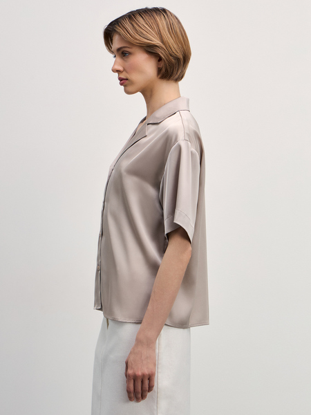 Атласная блузка с короткими рукавами 4327100302-62 - фото 4