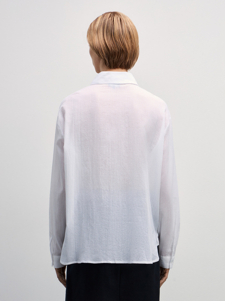 Рубашка из хлопка свободного кроя Zarina 4327133333-1, размер L (RU 48), цвет белый Рубашка из хлопка свободного кроя, 4327133333 - фото 5