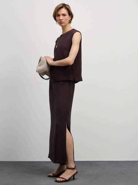 юбка женская Zarina 4327202202-27, размер L (RU 48), цвет тёмно-коричневый
