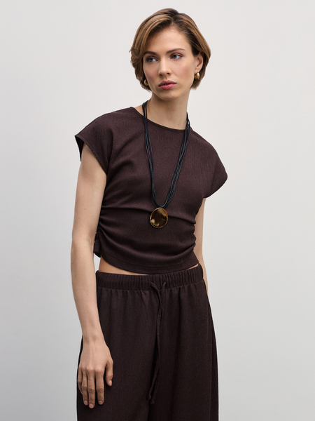 блузка женская Zarina 4327204304-27, размер S (RU 44), цвет тёмно-коричневый