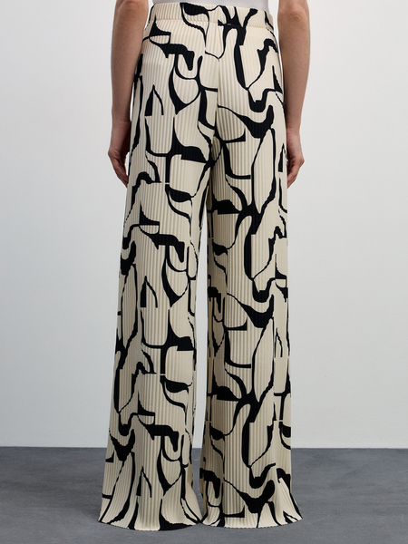 Прямые брюки с принтом Zarina 4327223723-228, размер L (RU 48), цвет черный абстракция Прямые брюки с принтом, 4327223723 - фото 4